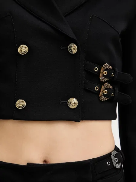 Піджак Versace Jeans Couture двобортний однотонний чорний