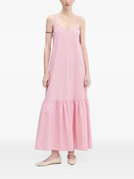 Rochie maxi Benetton cu dungi cu volane roz