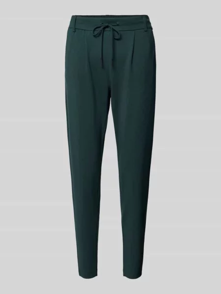 Spodnie o kroju slim fit z zakładkami w pasie i tunelem model ‘POPTRASH LIFE EASY’ Only zielone