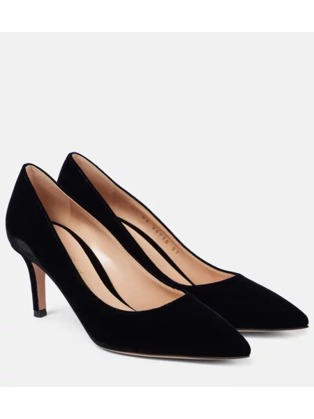 Pantofi cu toc Gianvito Rossi de catifea negru