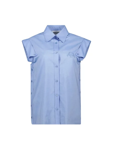 Koszula Moschino z krótkim rękawem niebieska