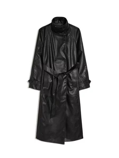 Bershka Palton de primăvară-toamnă negru