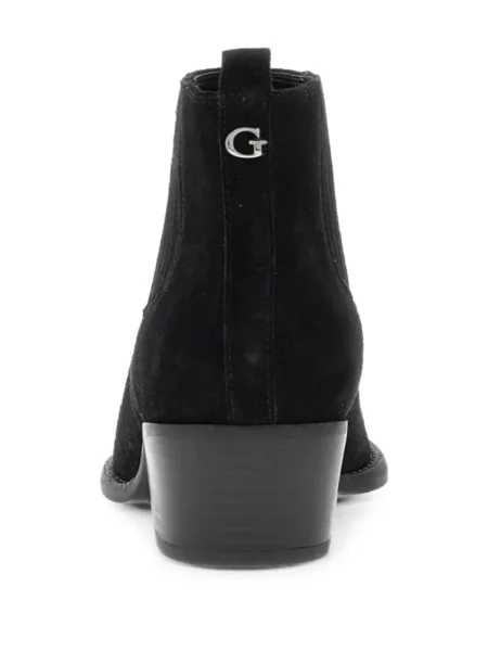 Cizme scurte Guess din piele de căprioară negru