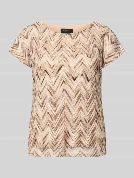 T-shirt o kroju relaxed fit z ażurowym wzorem S.oliver Black Label