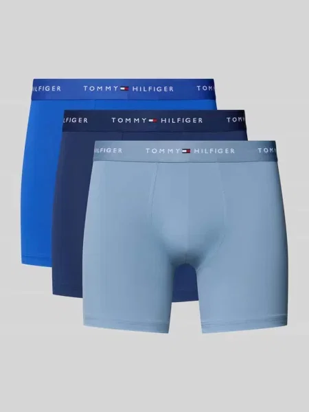 Bokserki z elastycznym pasem z intarsjami z logo Tommy Hilfiger niebieskie