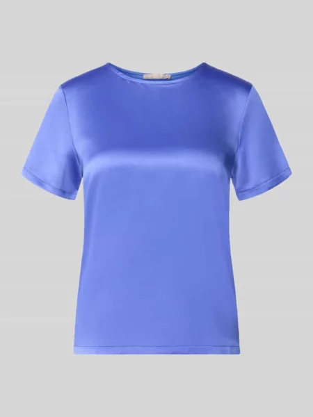 Bluzka o kroju regular fit z satyny Christian Berg Woman Selection niebieska