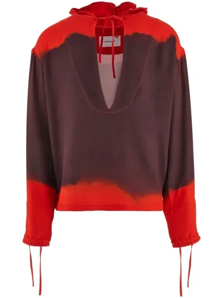 Суичър с качулка Ferragamo с качулка с градиентным принтом червено