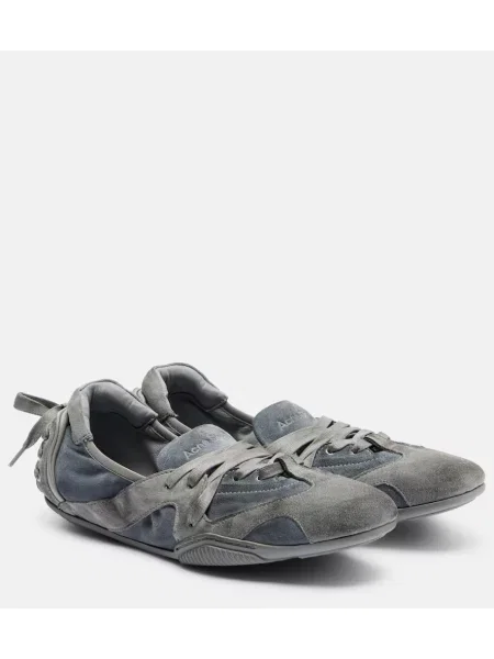 Sneakerși Acne Studios din piele de căprioară gri