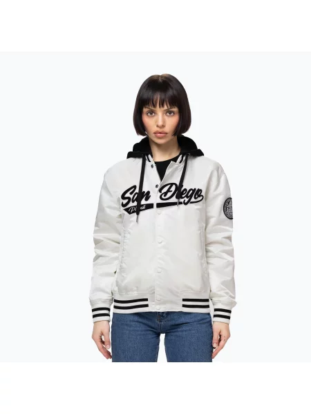 Geacă pentru femei Pitbull Angela San Diego Hooded Varsity off white alb