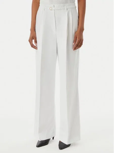 Tommy Hilfiger Hlače iz tkanine Wide Leg bela