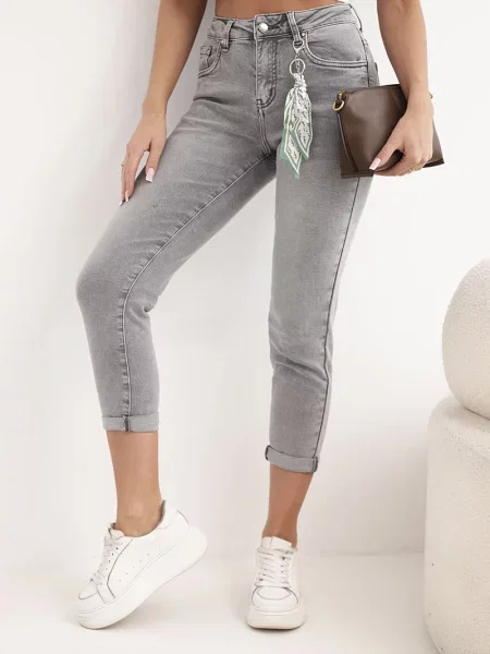 Talie blugi Kesi Włoski cu talie înaltă alb