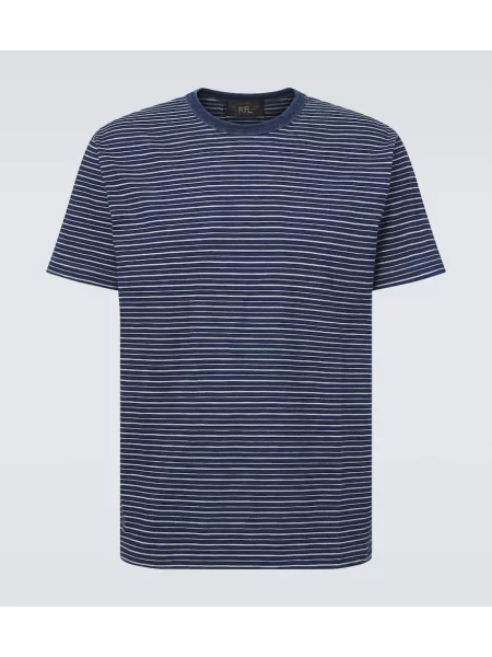 Тениска Rrl на райета от джърси синьо