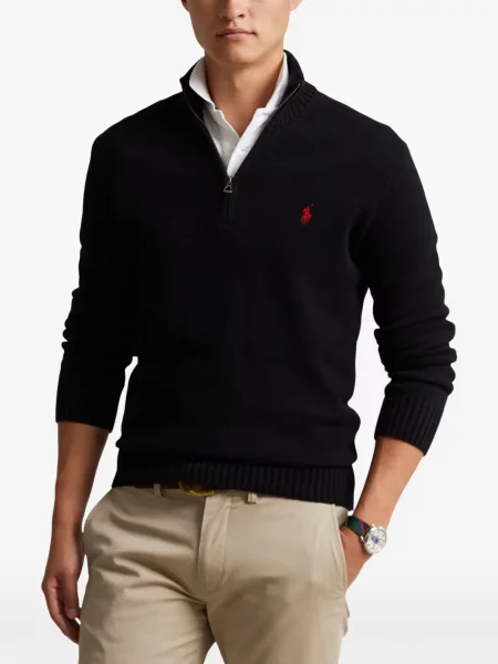 Tricou polo Polo Ralph Lauren cu glugă cu blană cu broderie roșu