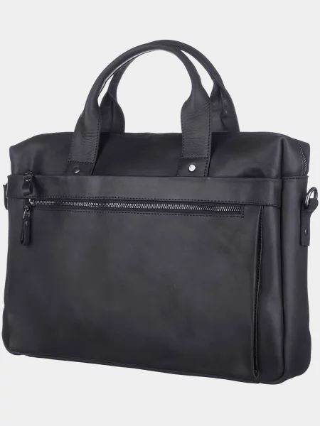Кожаная сумка для ноутбука Shvigel черная