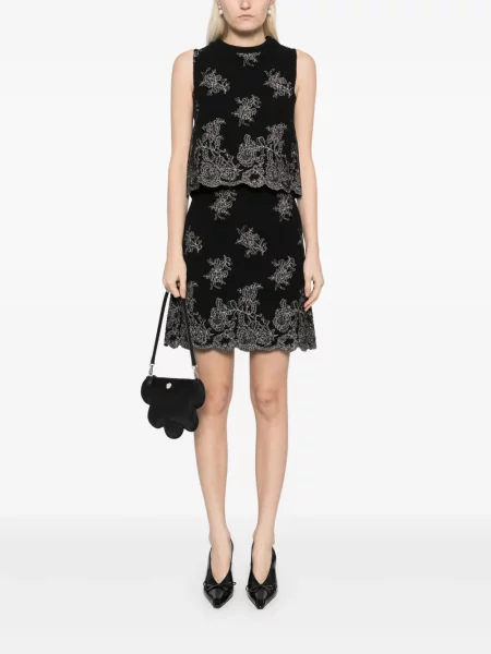 Gėlėtas sijonas Giambattista Valli tvido juoda