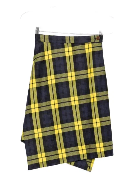 Fustă midi Vivienne Westwood în carouri asimetrică până la genunchi albastru