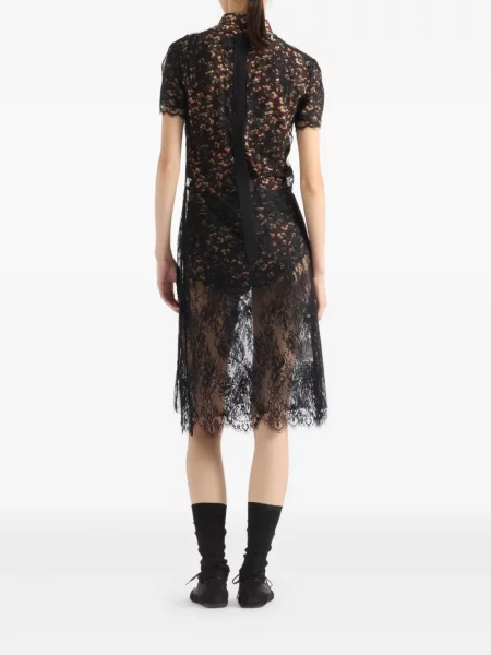 Rochie mini Prada din dantelă de costum negru