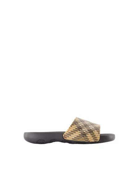 Klapki Burberry w kratę beżowe
