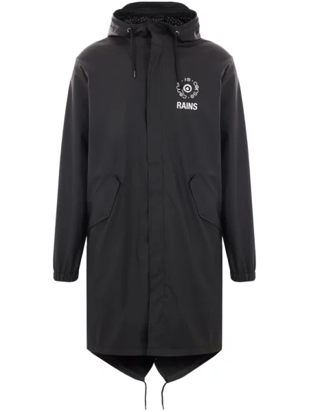 Palton Rains cu glugă negru