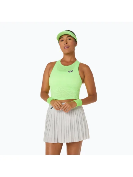 Tricou de tenis pentru femei ASICS Match Jaquard Crop Top în illuminate green verde
