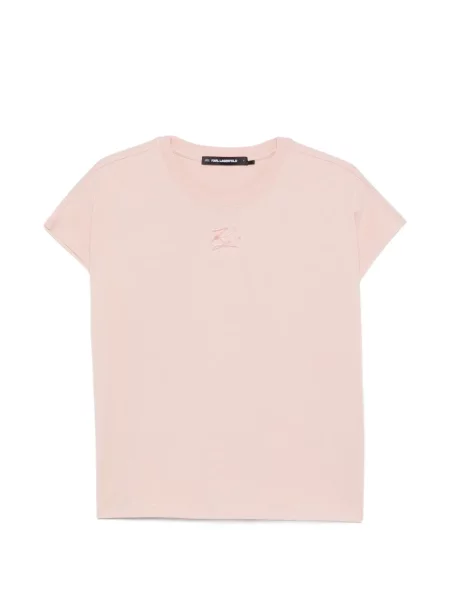 Tricou Karl Lagerfeld cu broderie roz
