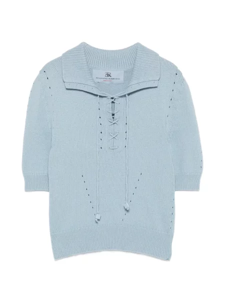 Scurt tricou Ermanno Scervino cu șireturi din dantelă albastru