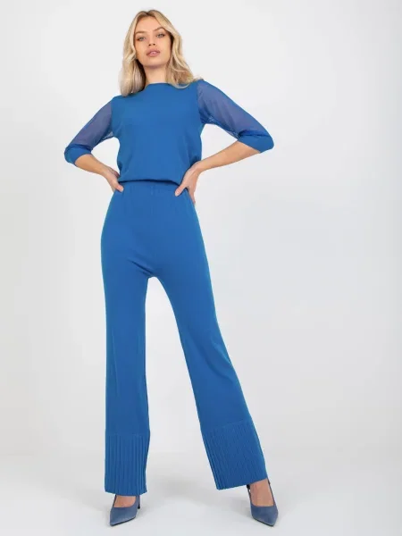 Pantaloni Fashionhunters albastru