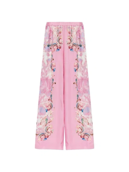 Pantaloni Versace Jeans Couture cu model floral cu imagine roz