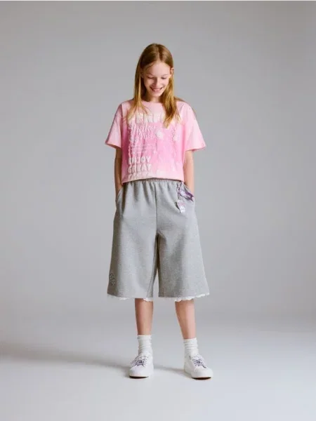 Reserved Джинсові шорти jorts Kuromi світло-сірий сірі