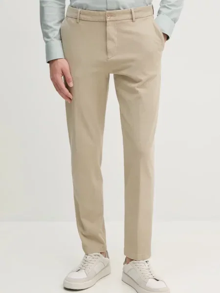 BOSS pantaloni barbati bej drept negru