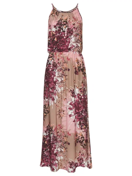 LASCANA Rochie de vară maro deschis / maro închis / roșu vin alb