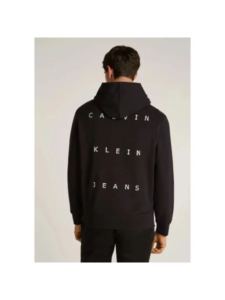 Bluza z kapturem Calvin Klein Jeans z kapturem z nadrukiem czarna