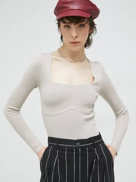 Pulover Abercrombie & Fitch bež