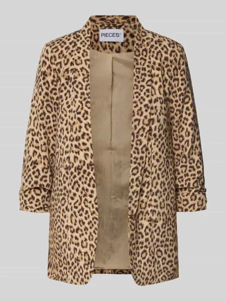 Długi żakiet o kroju regular fit ze wzorem na całej powierzchni model ‘BOSELLA’ Pieces