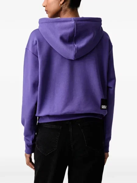 Hoodie Karl Lagerfeld Jeans με σχέδιο με κορδόνι μωβ