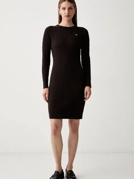 Gant rochie tricotată cu maro