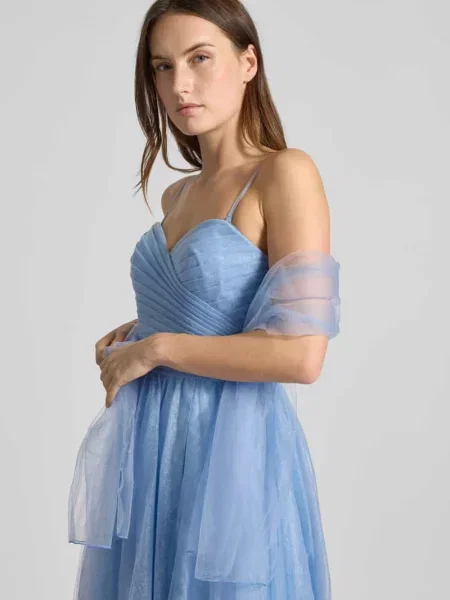 Sukienka wieczorowa z błyszczącą siateczką Mascara niebieska