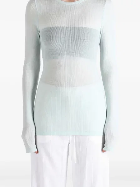 Lung tricou Auralee tricotate albastru