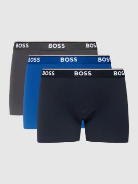 Obcisłe bokserki z z logo w zestawie 3 szt. model ‘Power’ Boss niebieskie