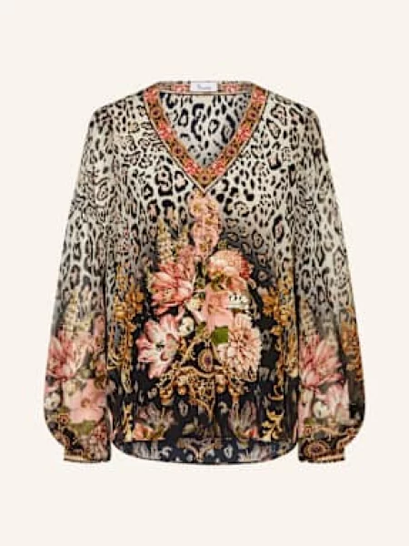 Princess Goes Hollywood Bluzka Z Jedwabiu Z Ozdobnymi Kamykami braun złota