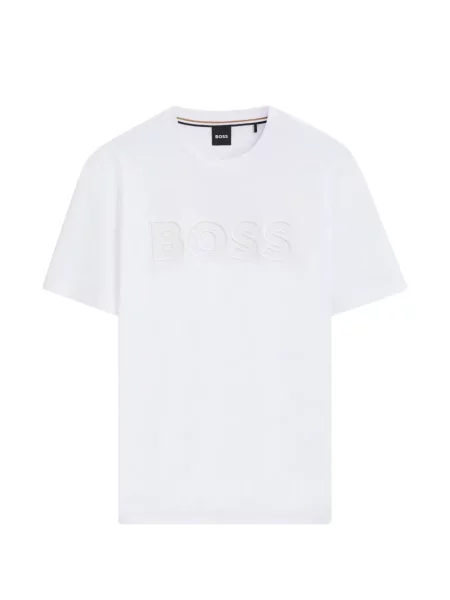 Tricou Boss din jerseu cu autograf alb