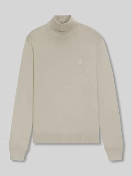 Sweter z golfem Boss Orange z logo beżowy