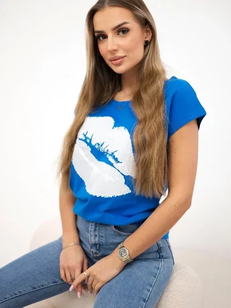 Bluzka Kesi z nadrukiem niebieska