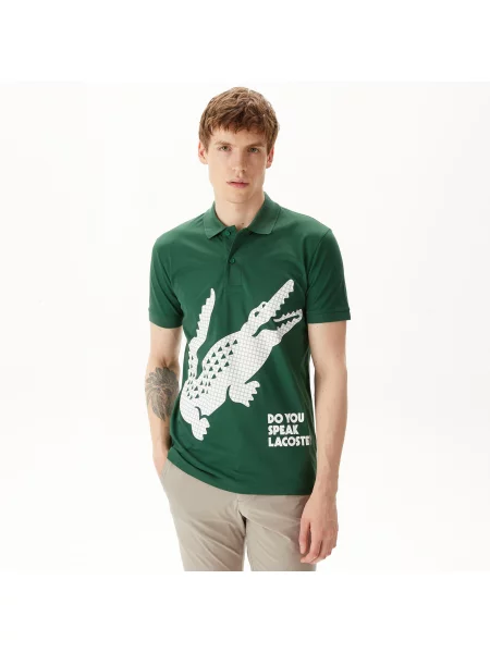 Lacoste Polo O Regularnym Kroju Z Nadrukiem zielony