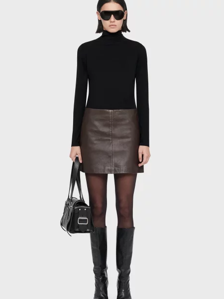 Шкіряна спідниця Allsaints коричнева
