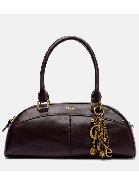 Geanta de piele Chloé din piele violet