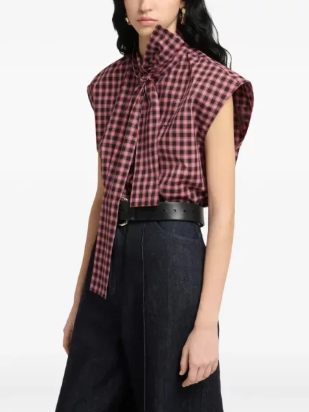 Cămașă Marni cu funde în carouri roz