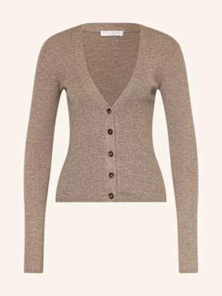 Brunello Cucinelli Kardigan Z Dodatkiem Kaszmiru I Błyszczącą Przędzą braun