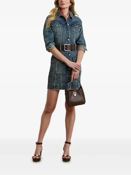 Oblekové mini džínové šaty Lauren Ralph Lauren modré