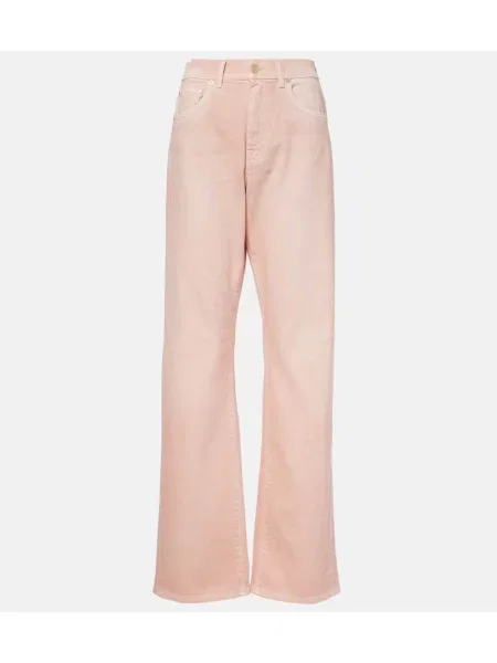 Дънки straight leg 7 For All Mankind с висока талия розово